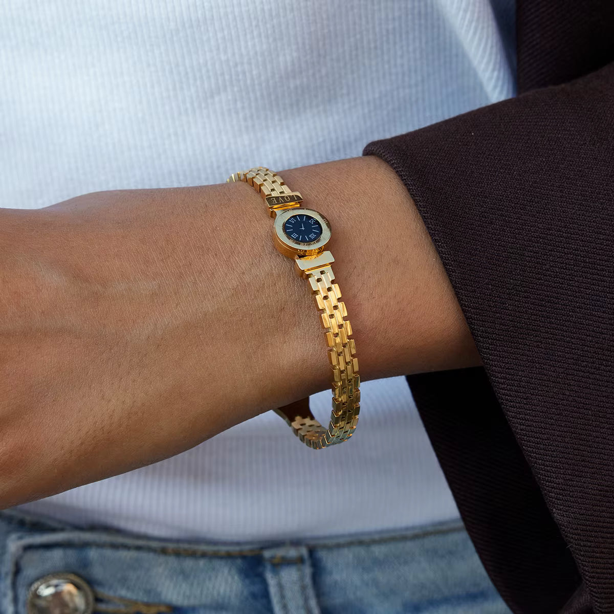 Brazalete Reloj Pequeño Circular v1 | Dorado